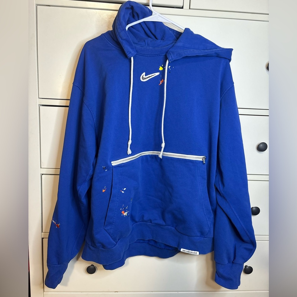 Nike Standard Issue Splatter Fleece Hoodie Blue XL